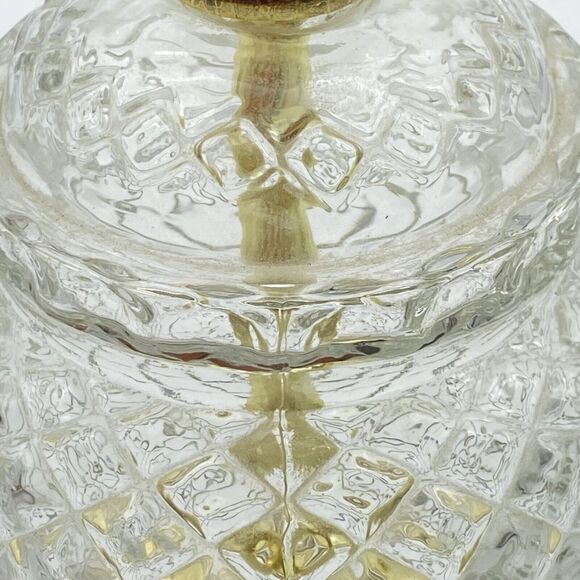 Vtg Table Lamp Chunky Diamond Glass Clear Brass Insert & Base No Shade 90s Y2K - Picture 6 of 13